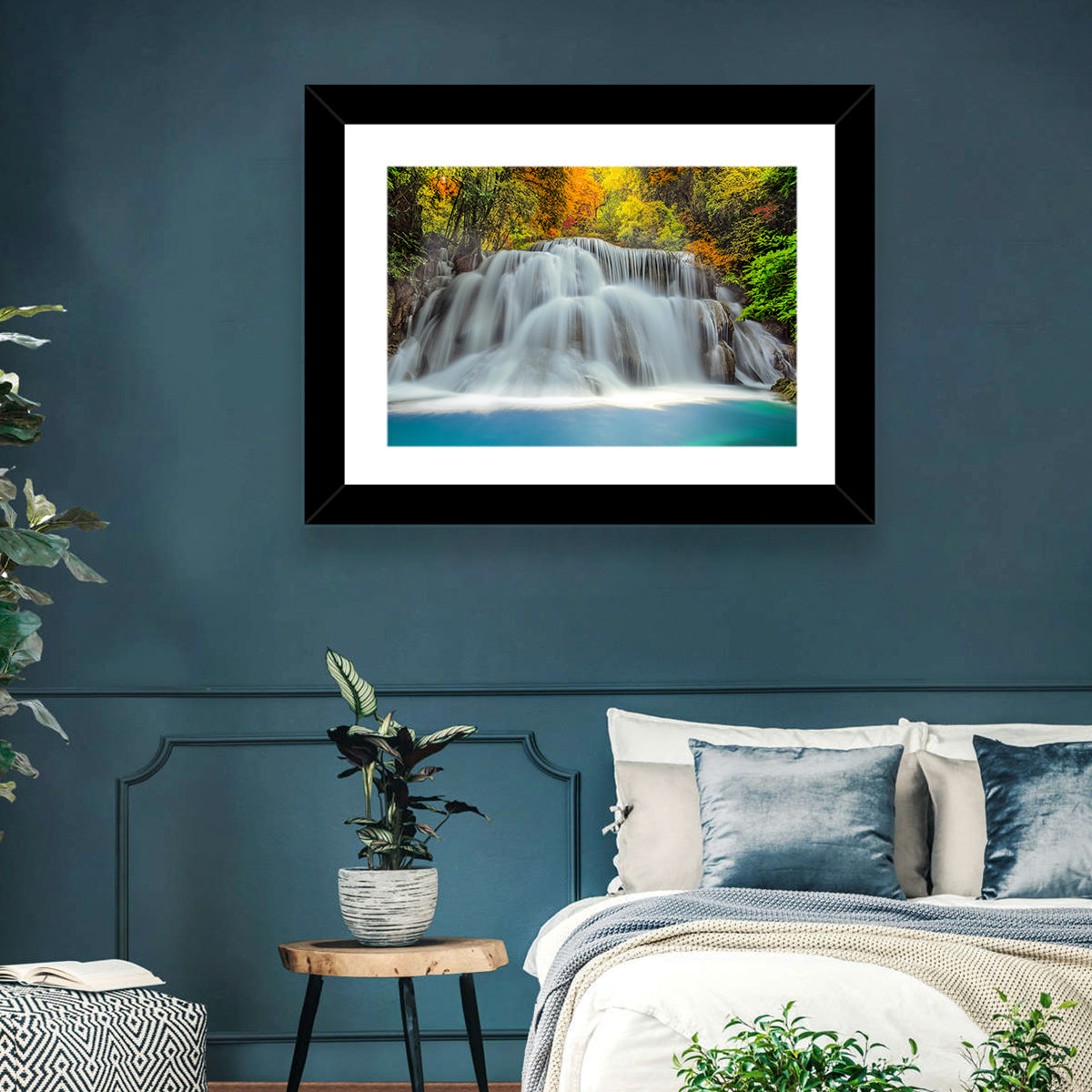 Erawan Falls Cascade Wall Art in a room, landscape