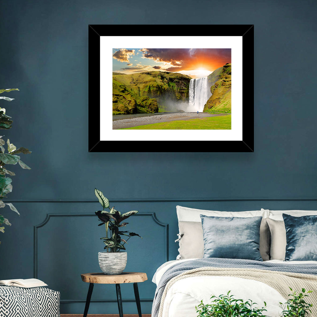 Skógafoss at Sunset Wall Art