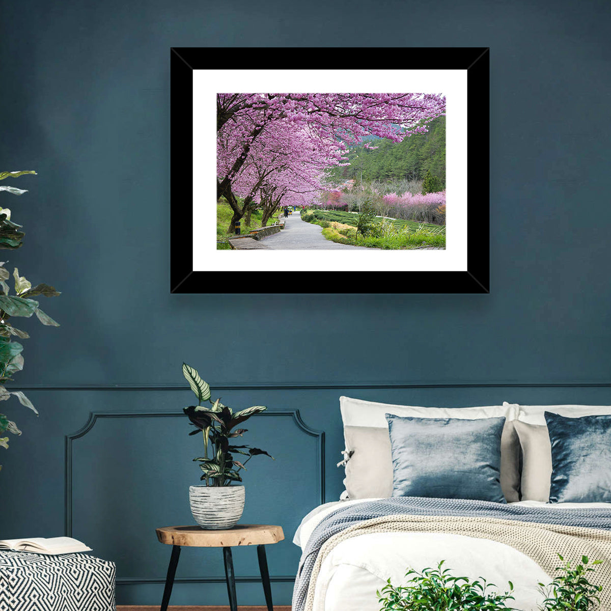 Sakura Garden Taiwan Wall Art in a room, landscape