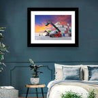 Red Reach Stackers at Sunset Wall Art