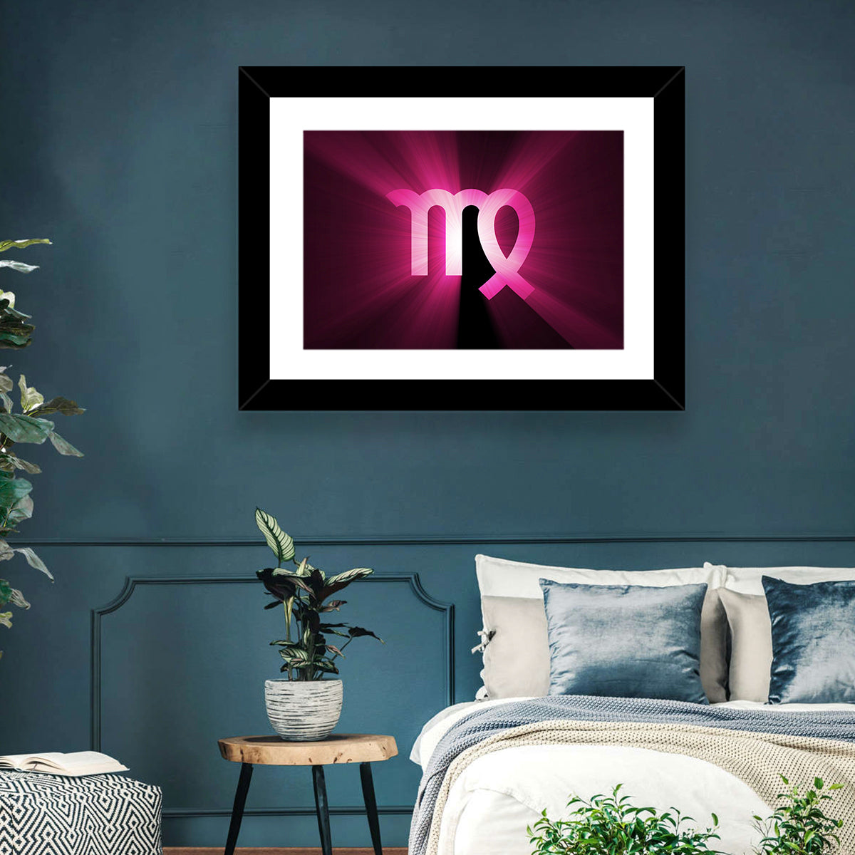 Radiant Virgo Symbol Wall Art in a room, landscape