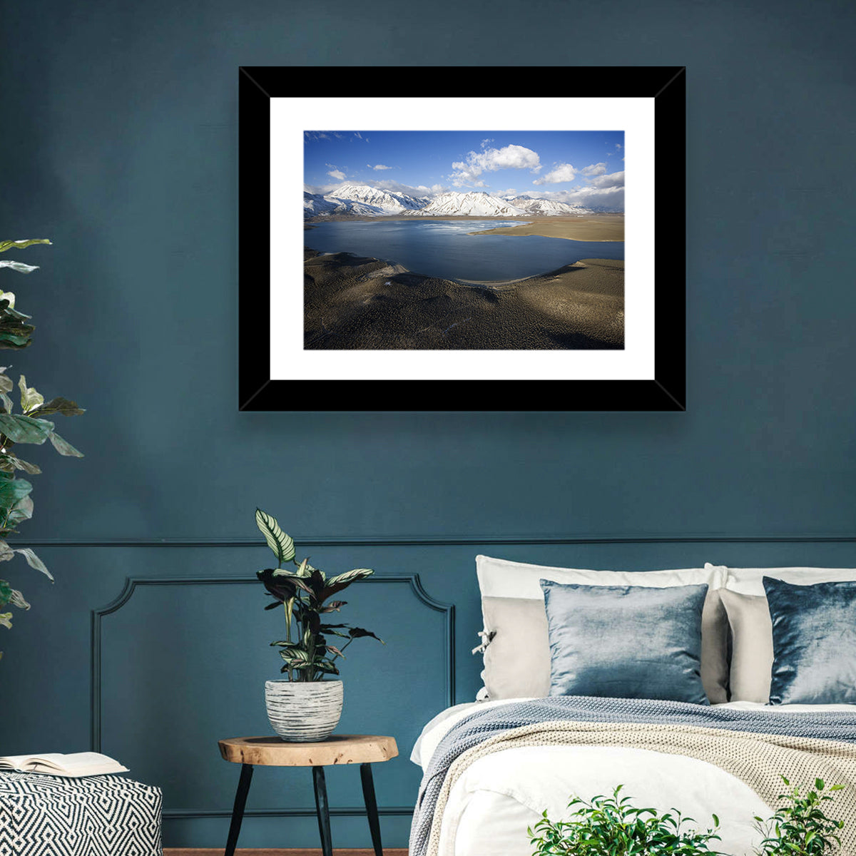 Lake Crowley Aerial View Wall Art in a room, landscape