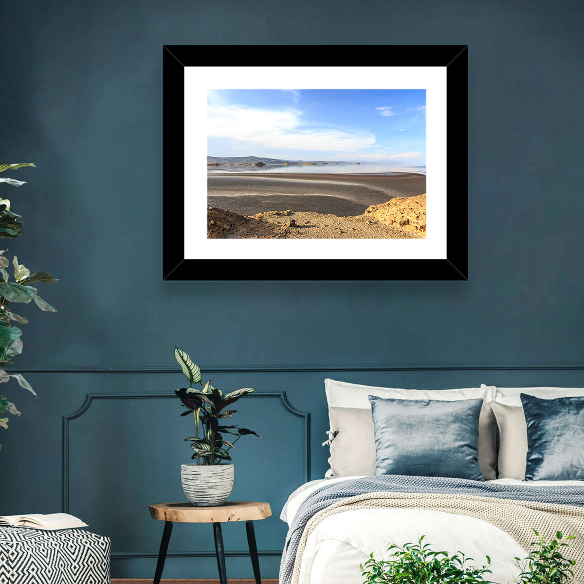 Lake Natron Flamingos Wall Art in a room, landscape