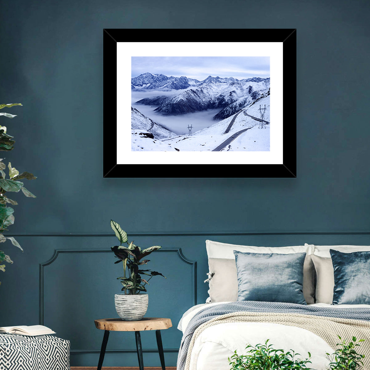 Sichuan Snowy Mountain Pass Wall Art in a room, landscape