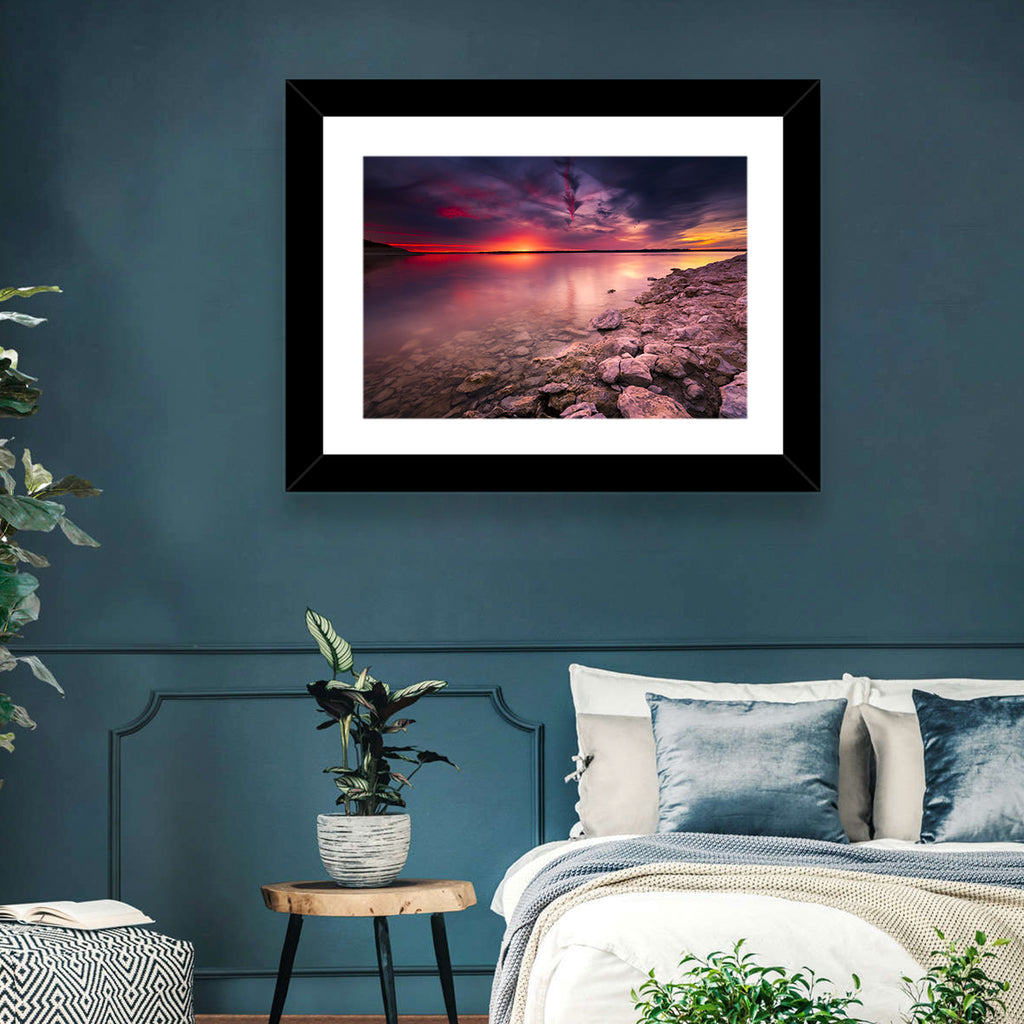 Benbrook Lake Sunset Reflection Wall Art
