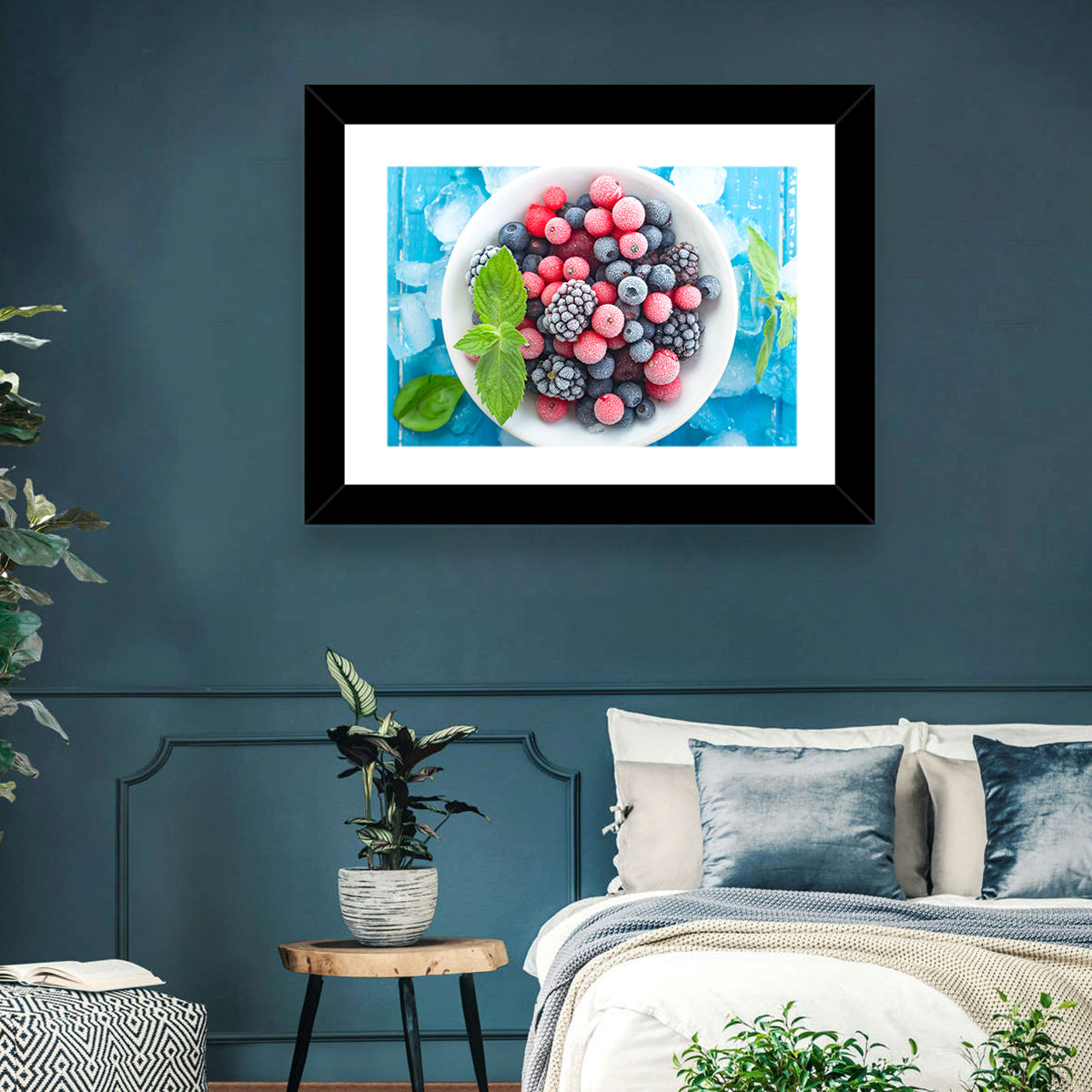Frozen Berry Bowl Wall Art in a room, landscape