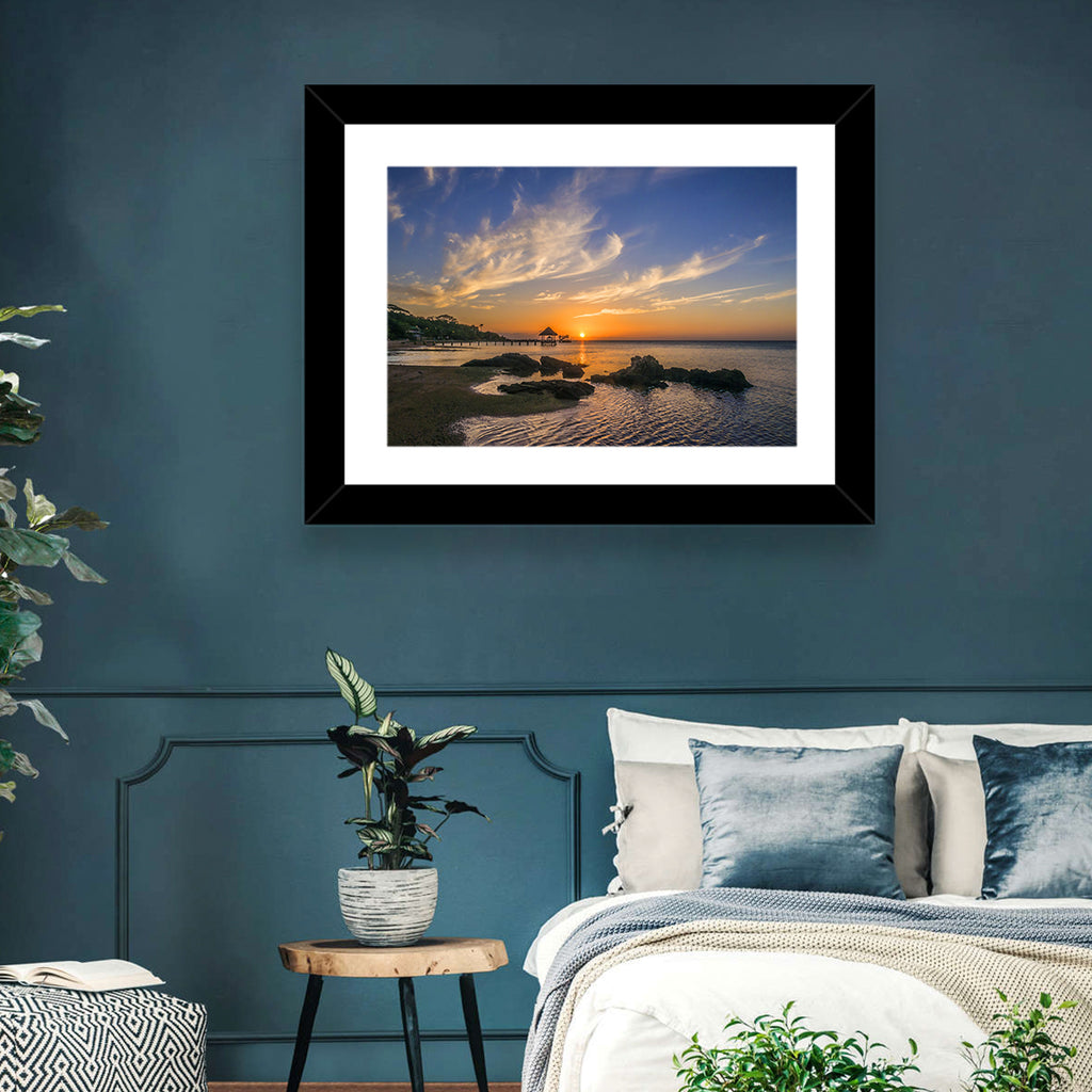 Roatan Pier Sunset Wall Art