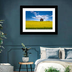 Red Barn in Golden Wheat Field Wall Art