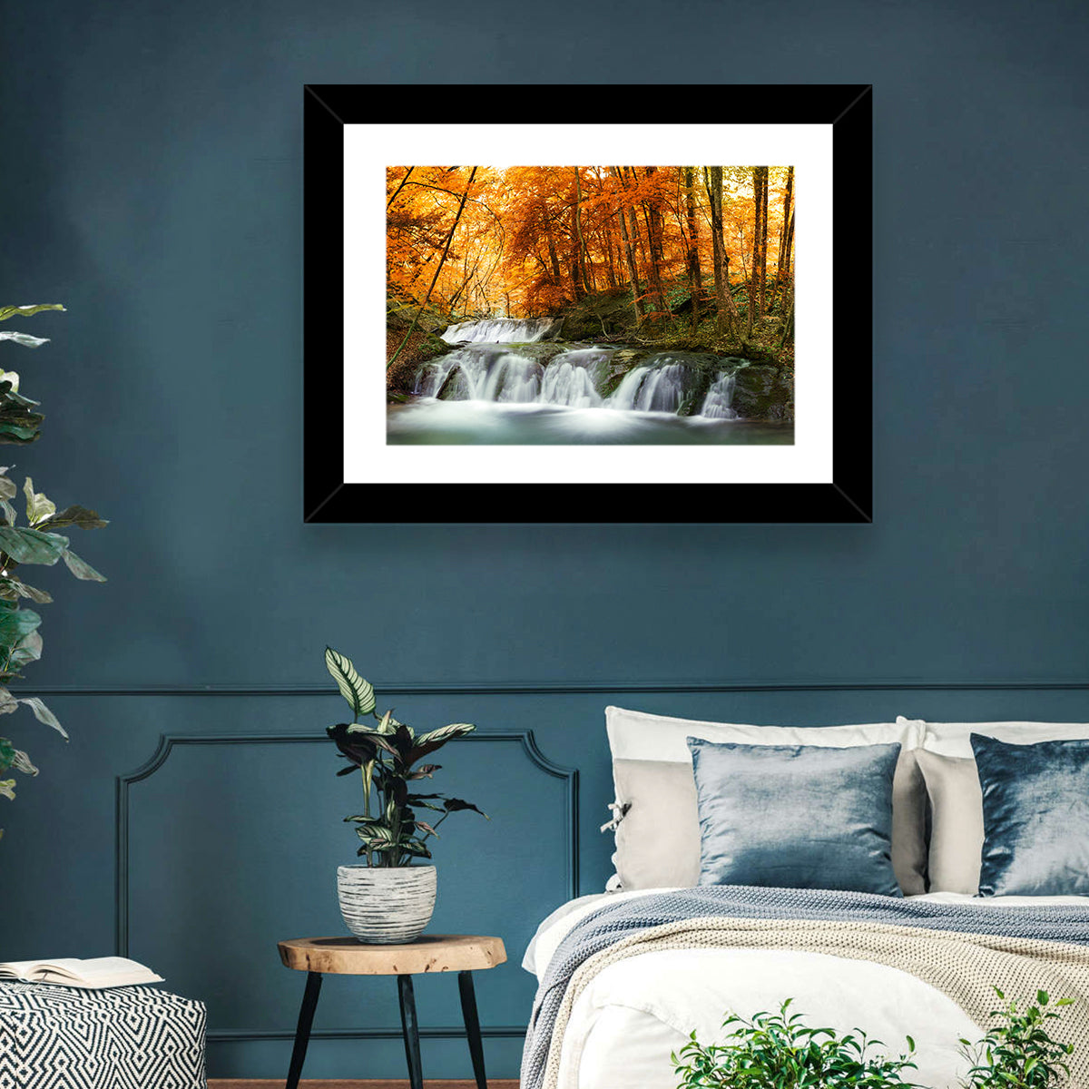 Autumn Forest Waterfall Wall Art