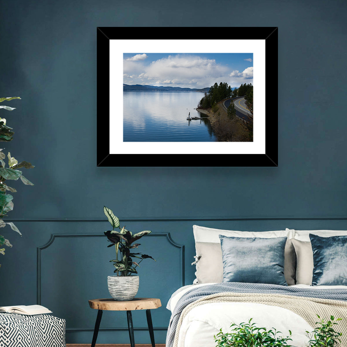 Coeur D'alene Lakeshore View Wall Art in a room, landscape