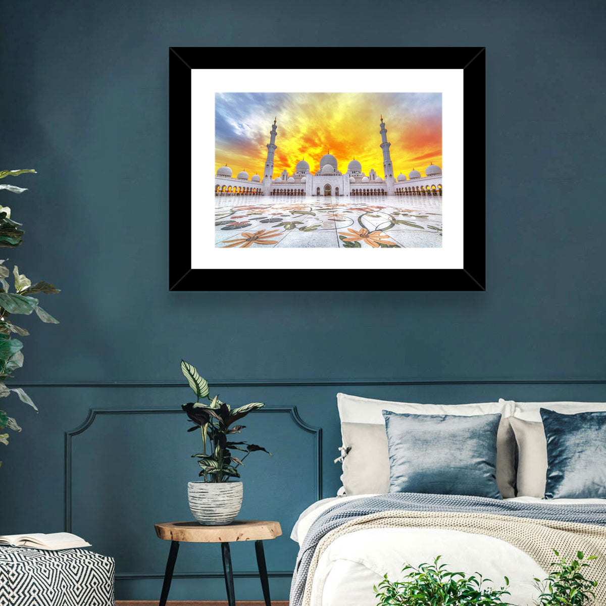 Sheikh Zayed Grand Mosque at Sunset Wall Art in a room, landscape