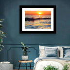 Lake Michigan Sunset Waves Wall Art