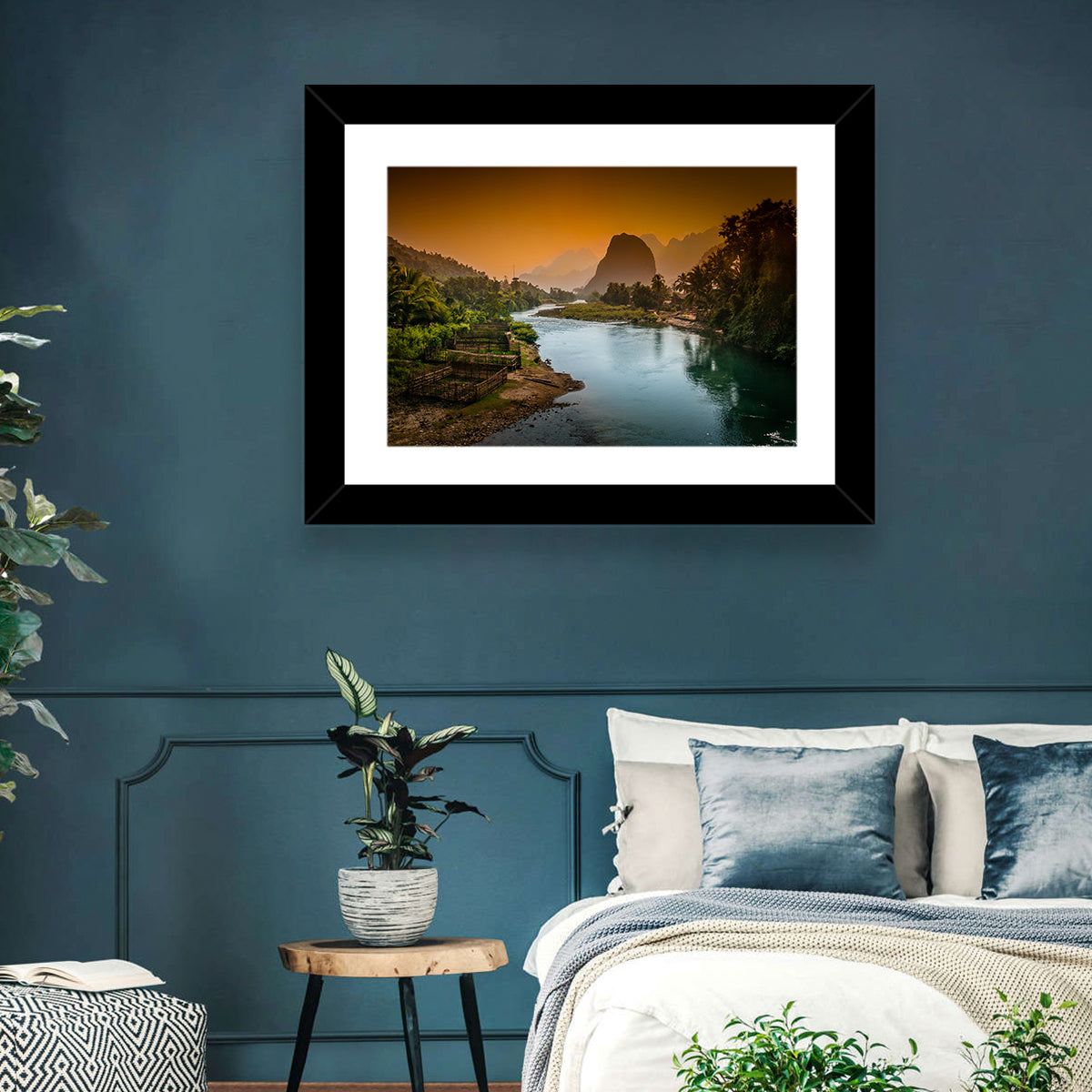 Nam Song River Wall Art in a room, landscape