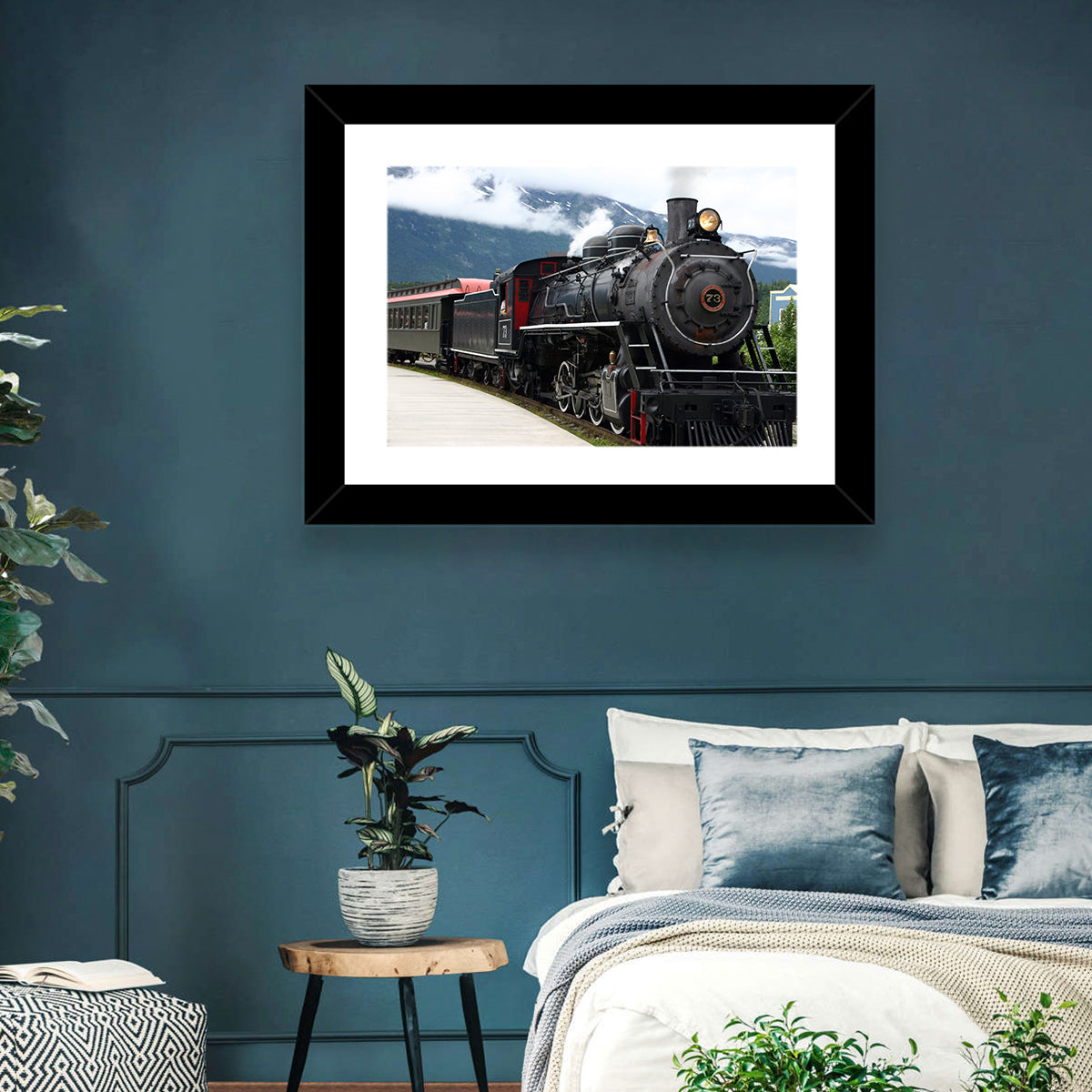 Skagway Steam Locomotive No. 73 Wall Art in a room, landscape