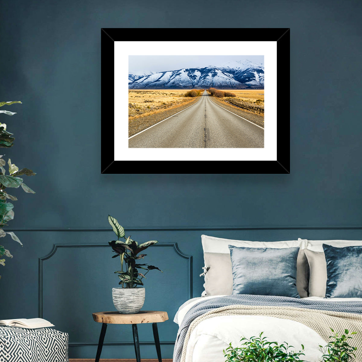 El Calafate Road with Snow Peaks Wall Art in a room, landscape
