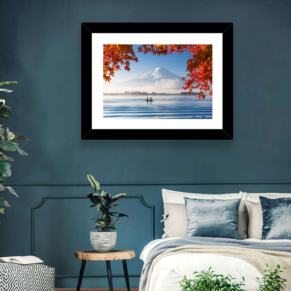 Mount Fuji Over Lake Kawaguchiko Wall Art in a room, landscape