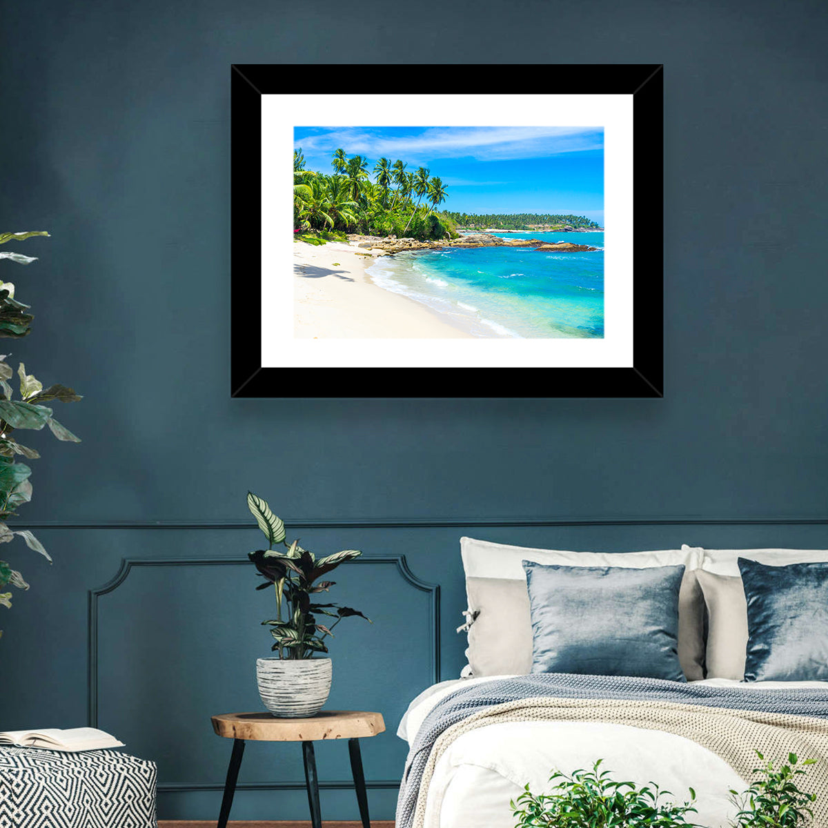 Sri Lanka Tropical Beach Wall Art in a room, landscape