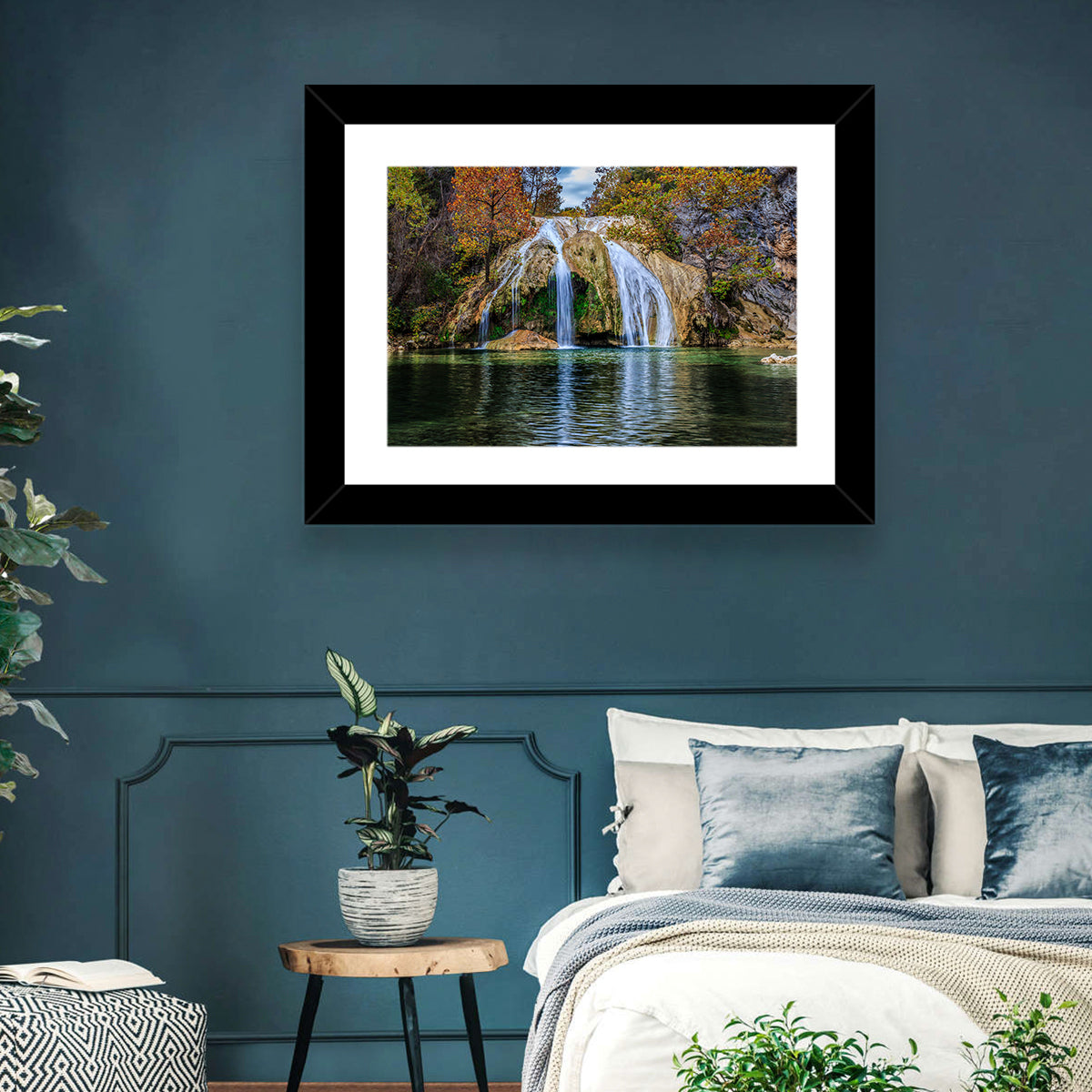 Turner Falls Waterfall Wall Art in a room, landscape