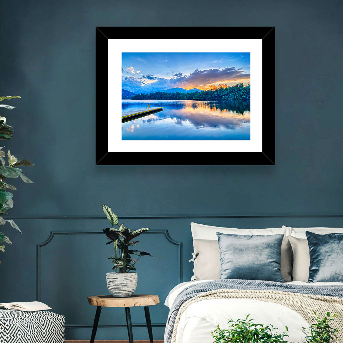 Santeetlah Lake at Golden Hour Wall Art in a room, landscape