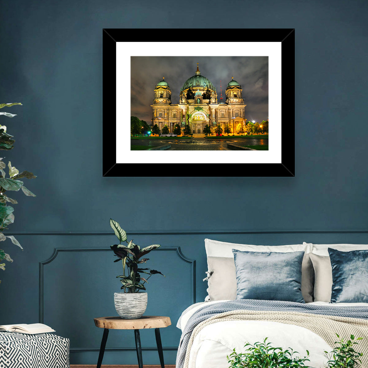 Berlin Cathedral Night View Wall Art in a room, landscape