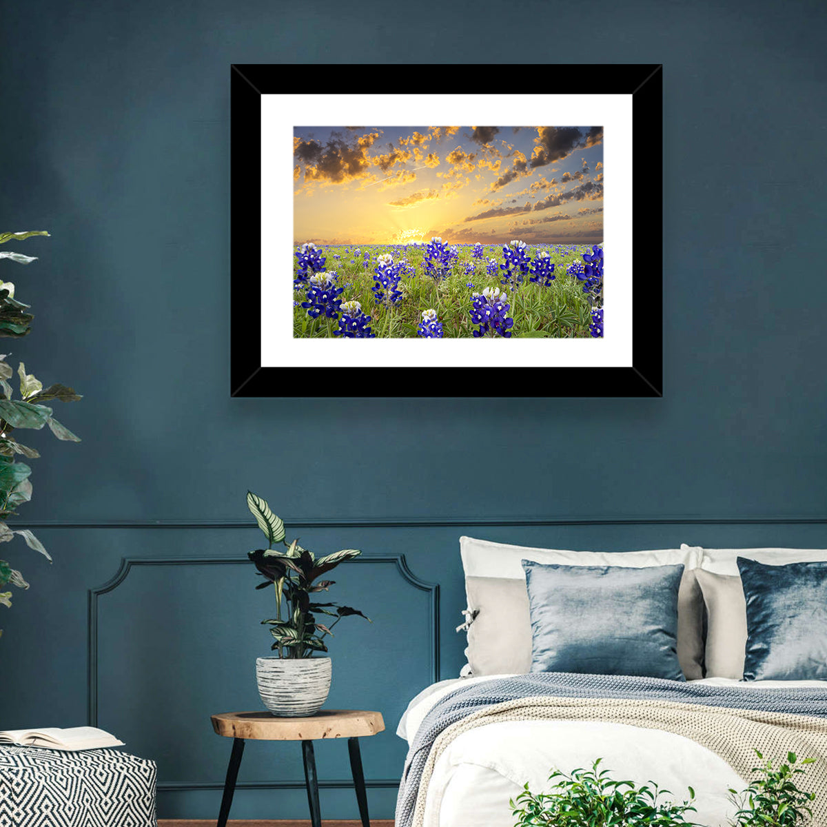 Bluebonnet Field at Sunset Wall Art