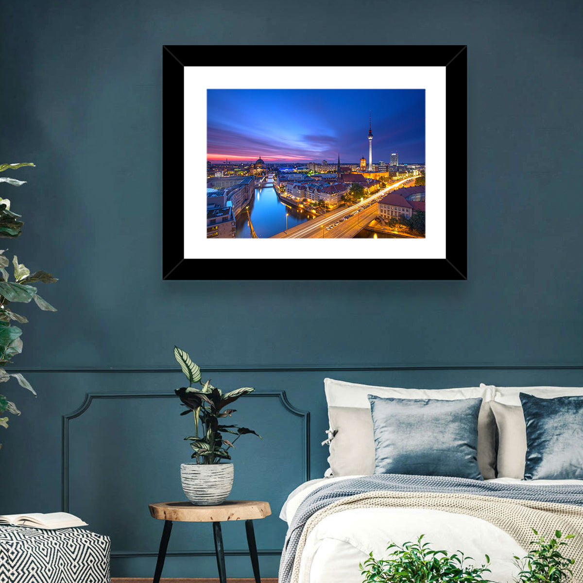 Berlin Skyline at Twilight Wall Art in a room, landscape