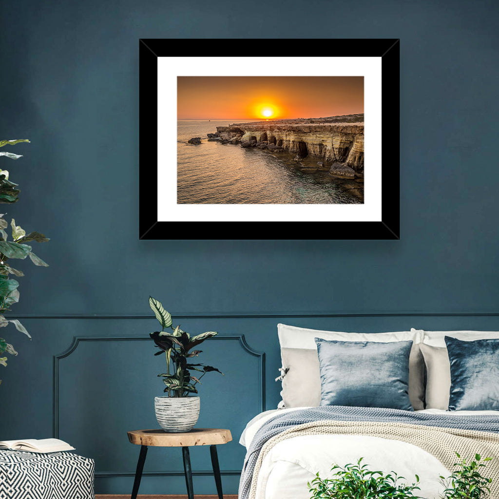 Sunset Over Sea Caves Wall Art