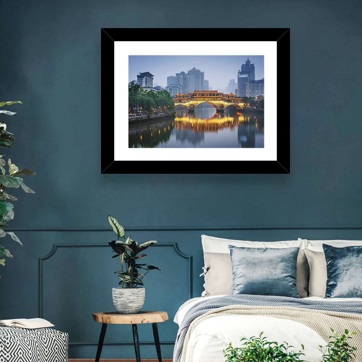 Anshun Bridge at Twilight Wall Art in a room, landscape