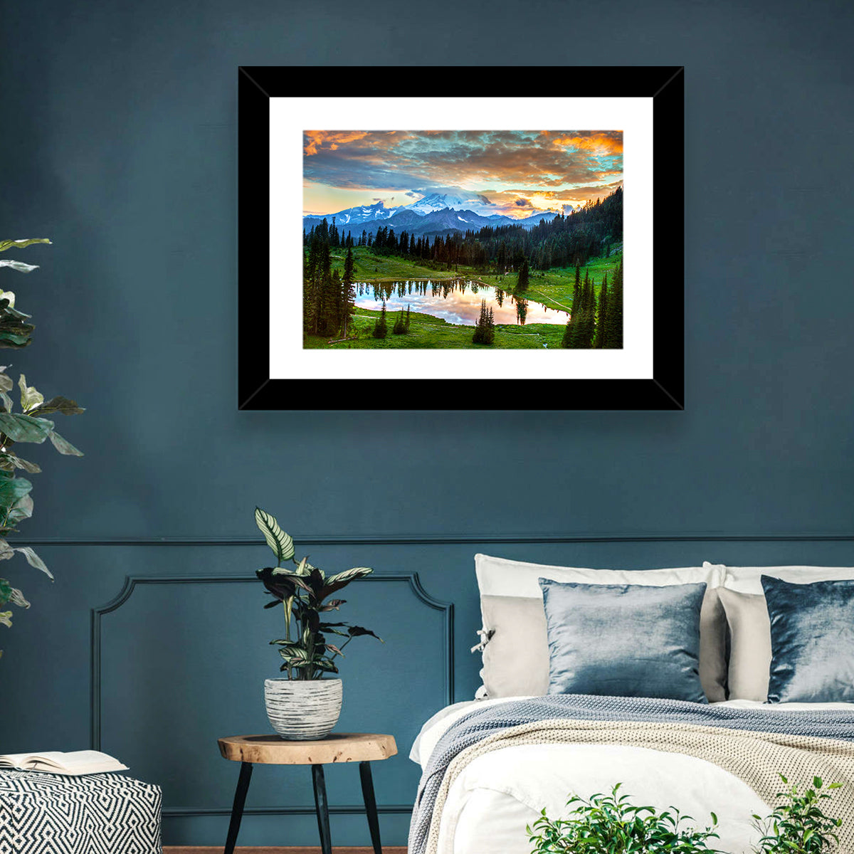 Mount Rainier Reflection at Tipsoo Lake Wall Art in a room, landscape