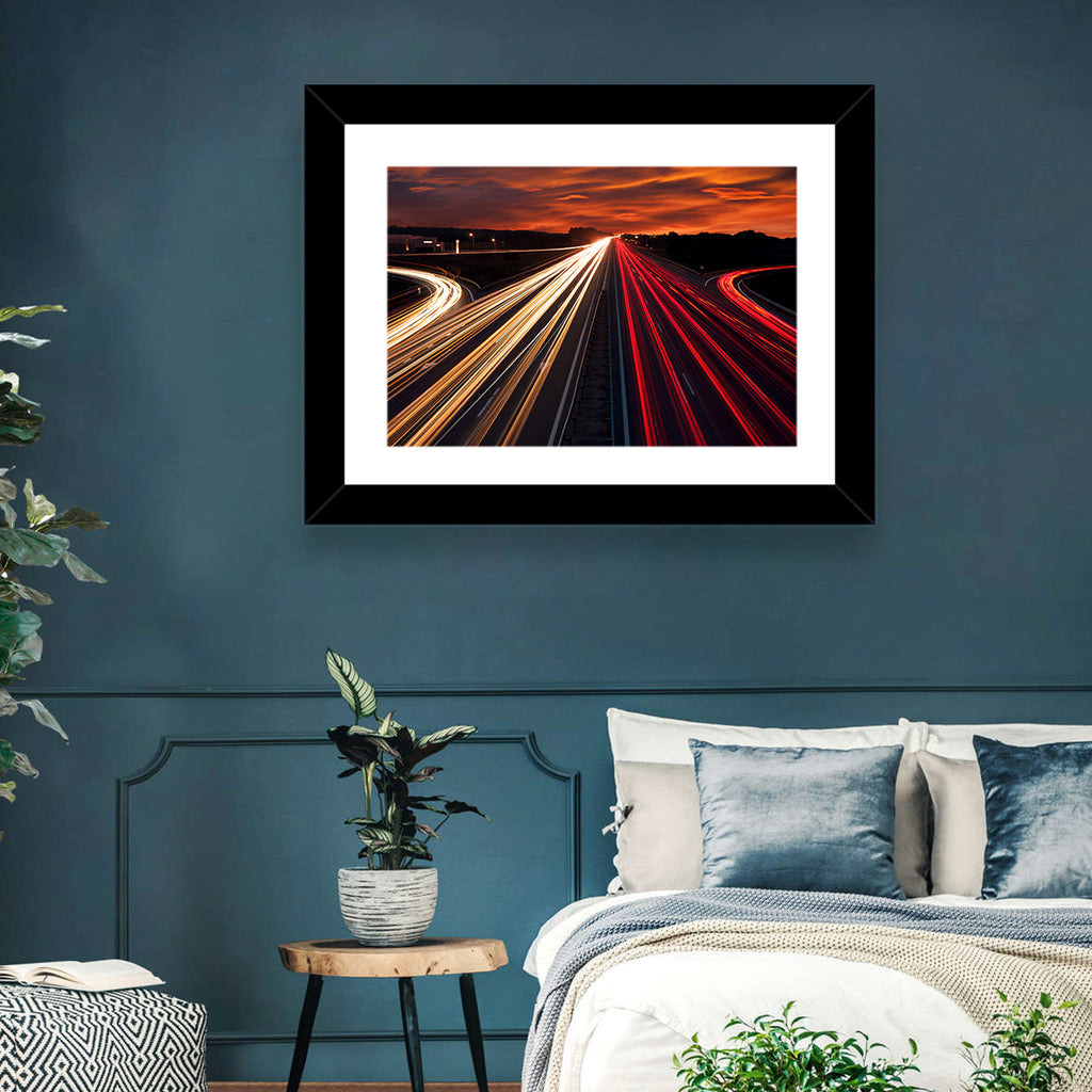 Sunset Highway Light Trails Wall Art
