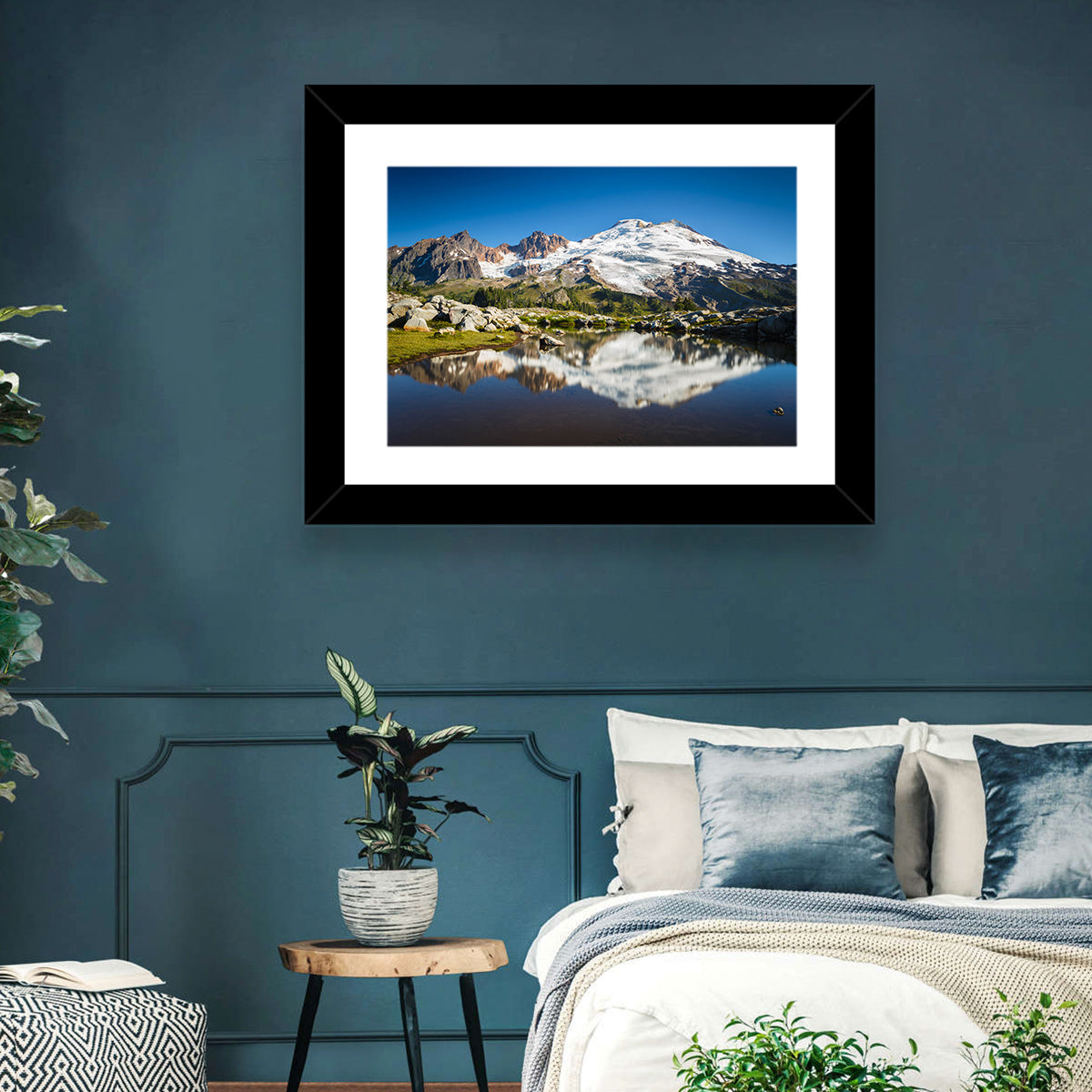 Snow-capped Mount Baker Wall Art in a room, landscape