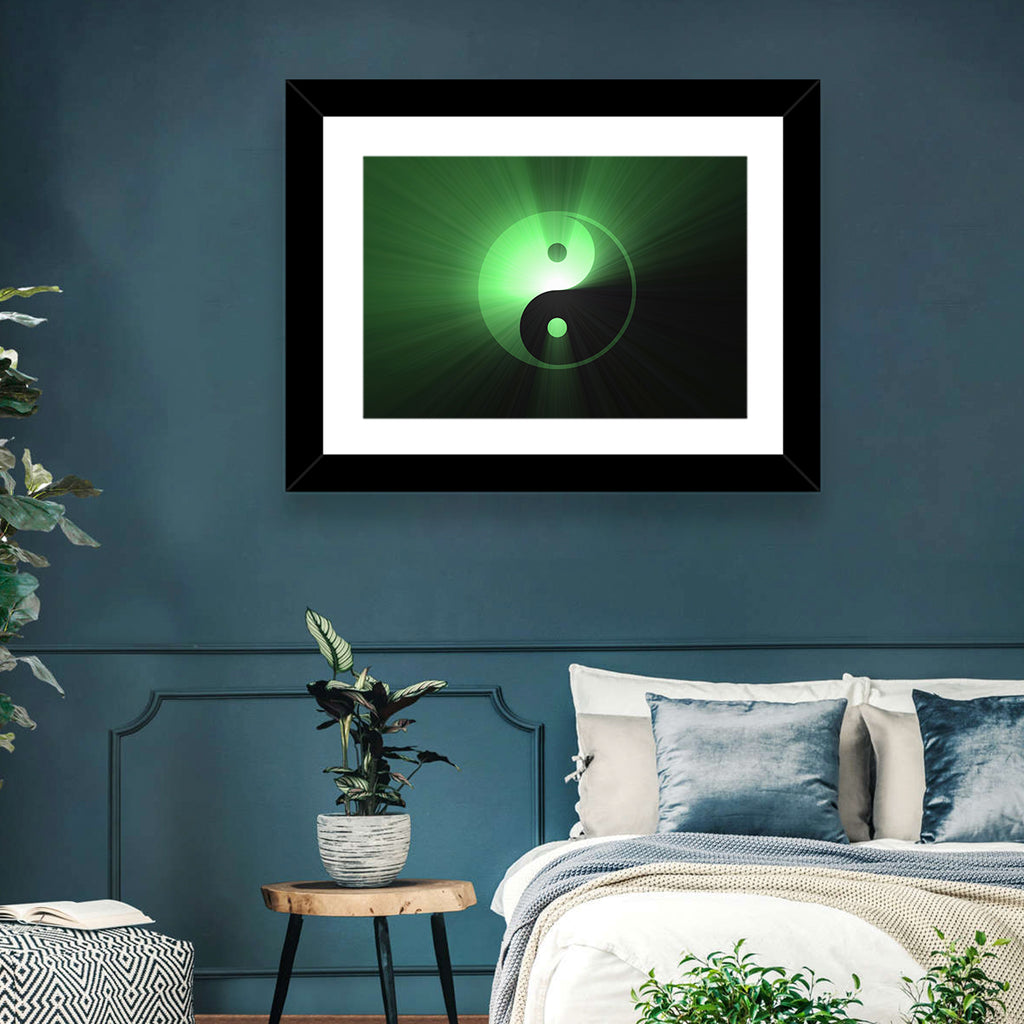 Green Glowing Yin Yang Wall Art
