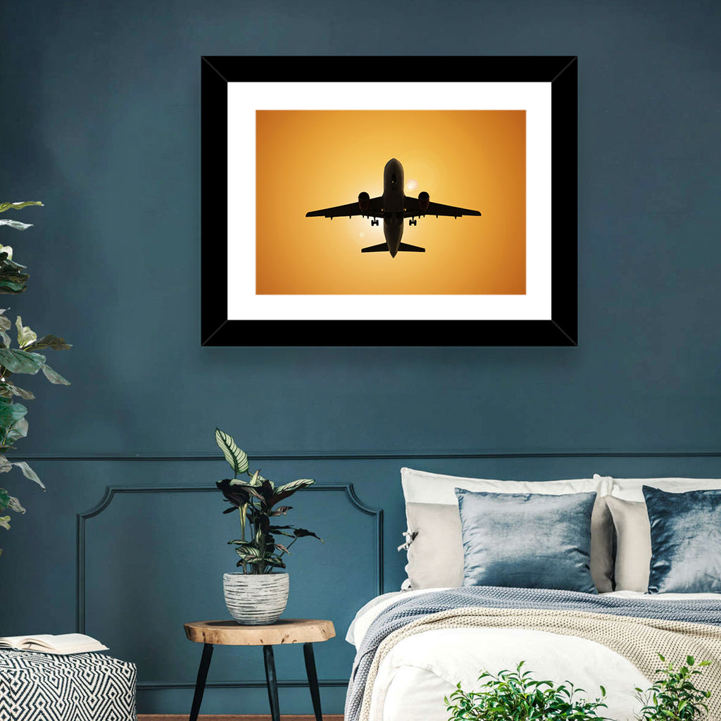 Sunset Jet Silhouette Wall Art