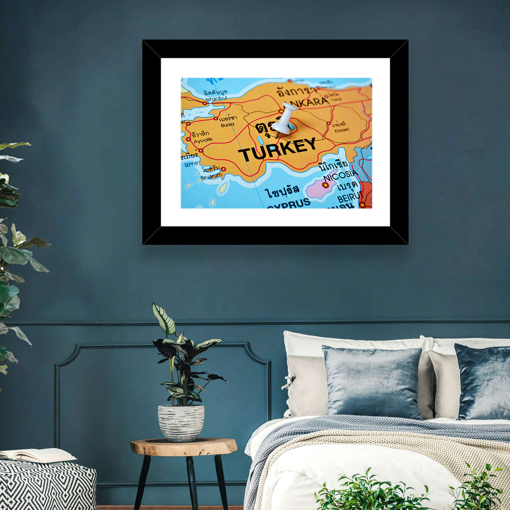 Turkey Map with Ankara Pin Wall Art