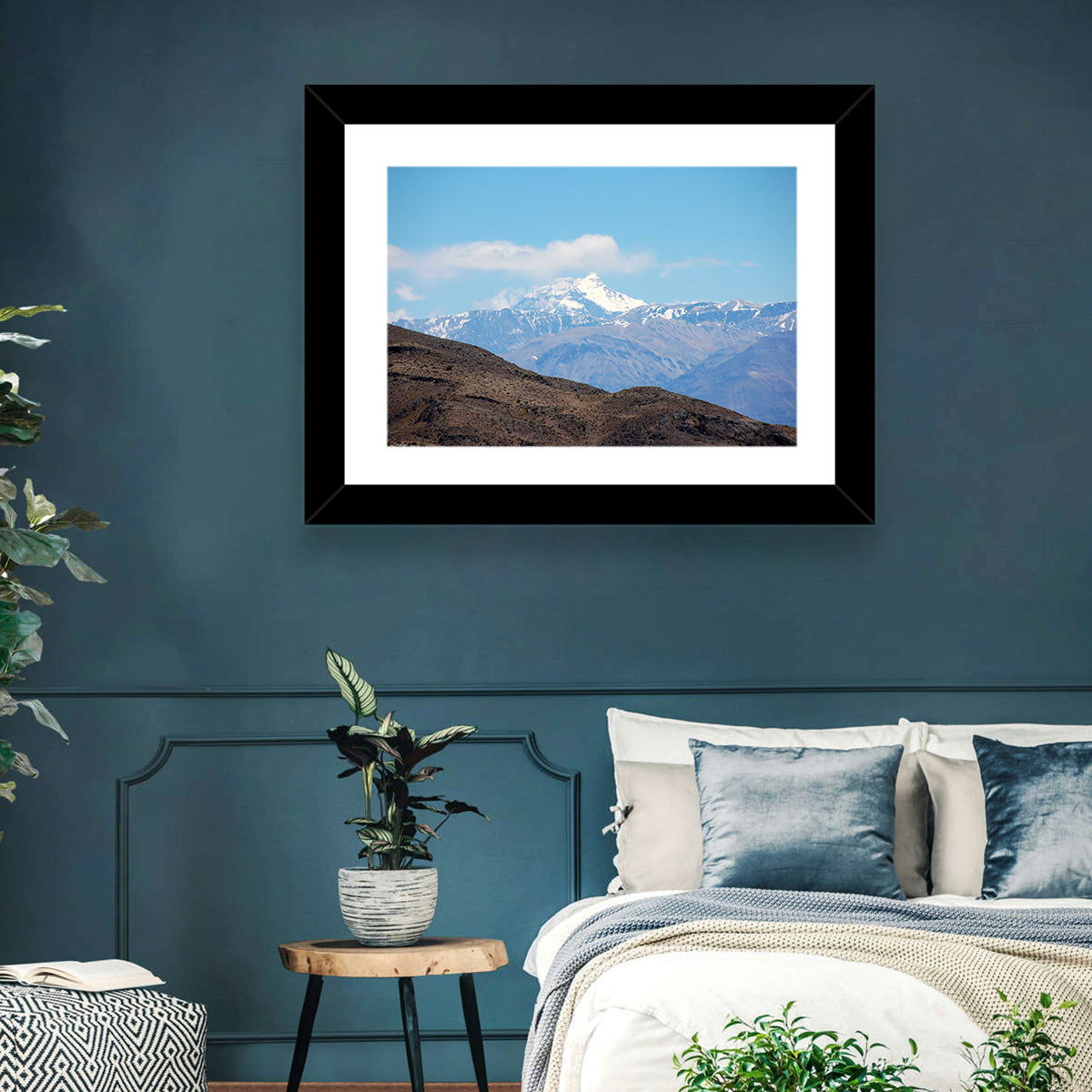 Snow-capped Mount Aconcagua Wall Art in a room, landscape
