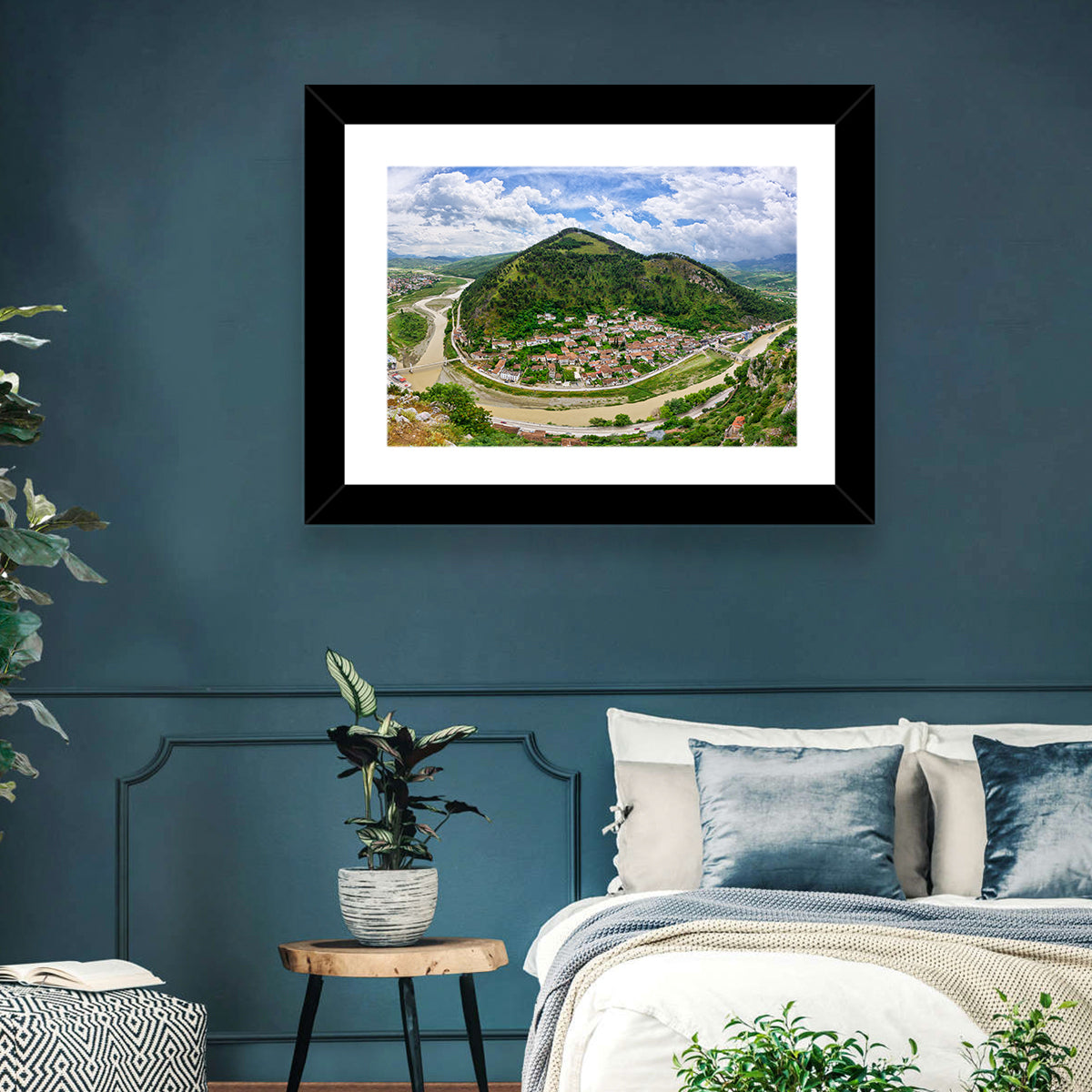 Berat Osum River View Wall Art in a room, landscape
