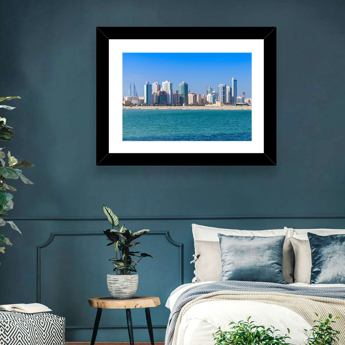 Manama Skyline, Bahrain Wall Art in a room, landscape