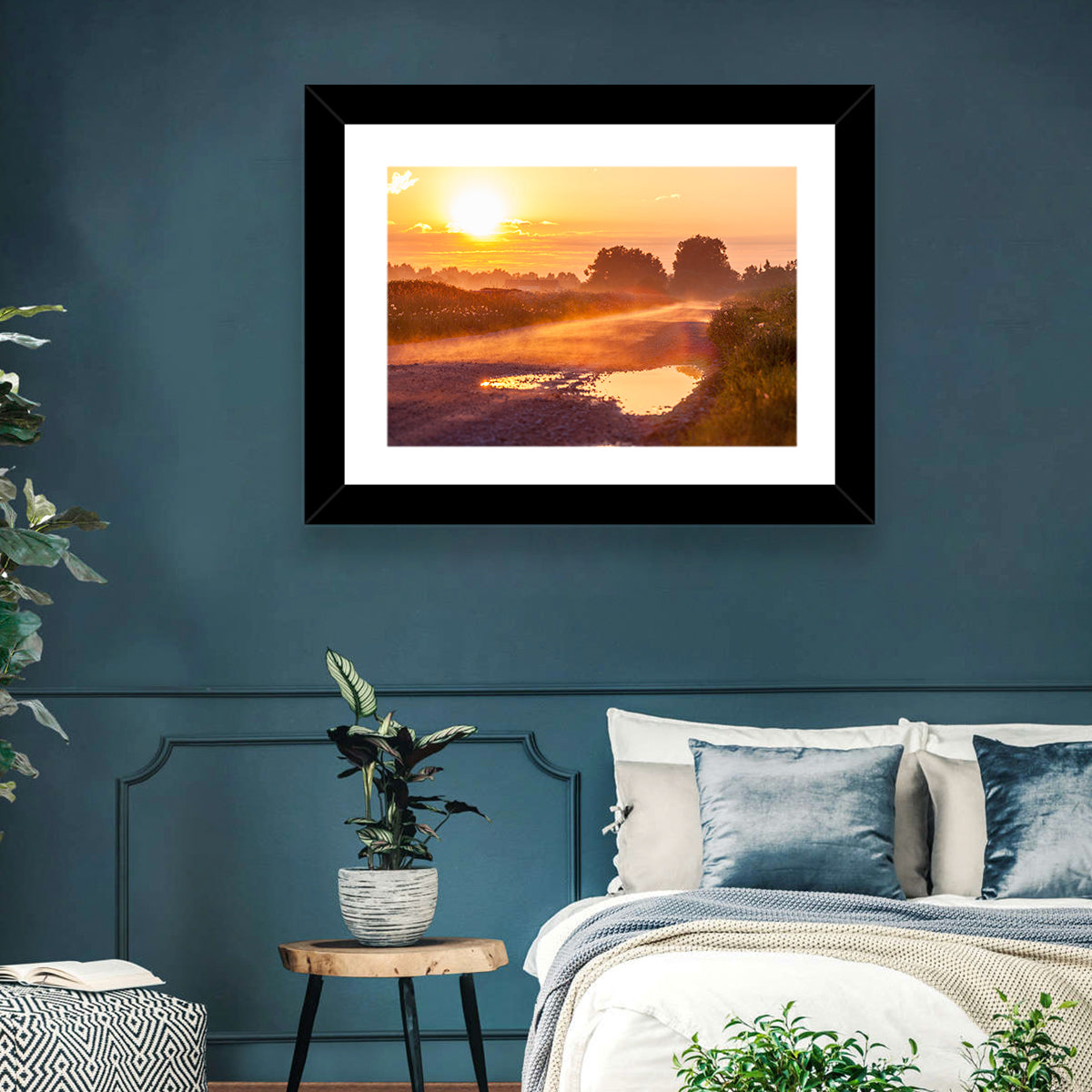 Dirt Road at Golden Hour Wall Art in a room, landscape
