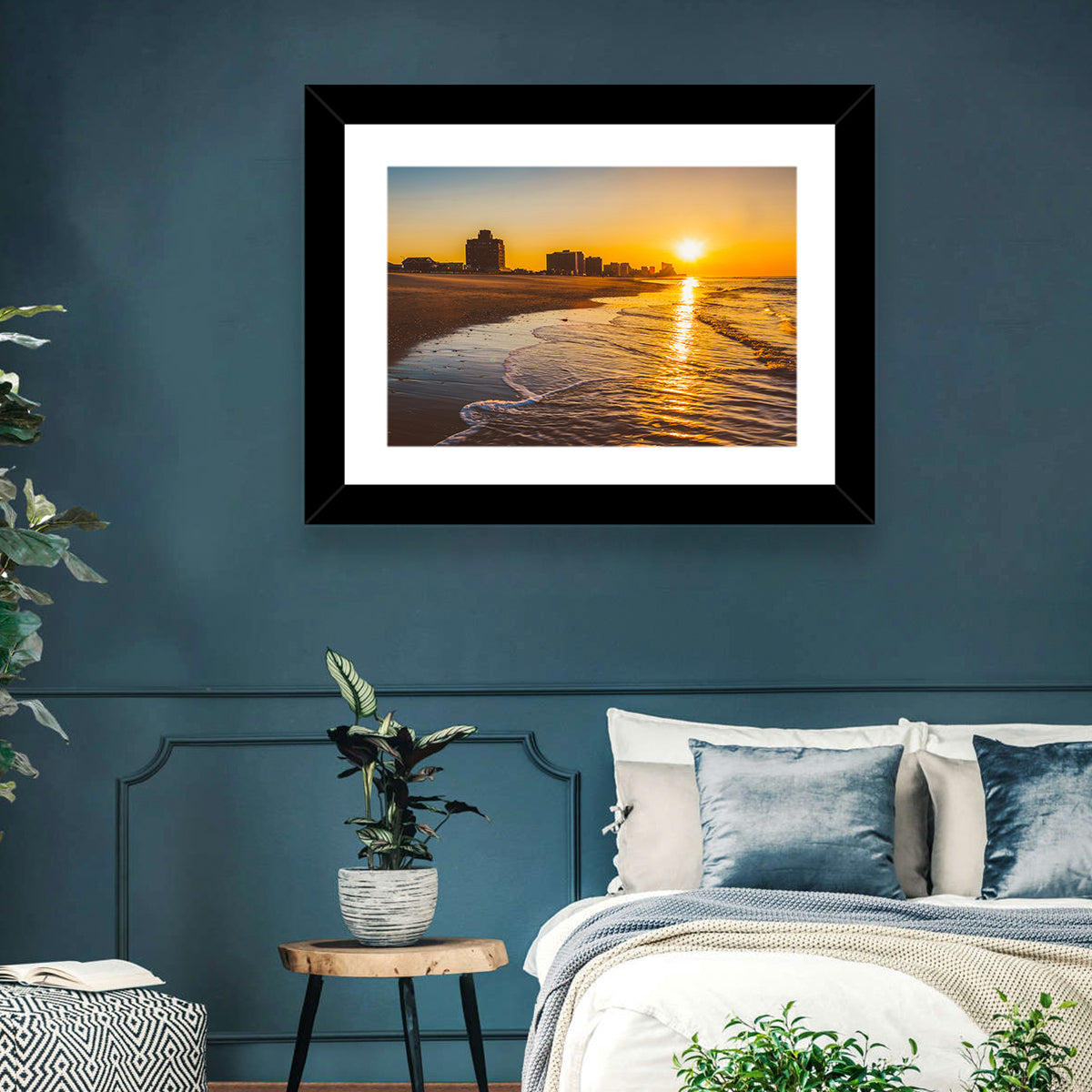 Ventnor Beach Sunrise Reflection Wall Art in a room, landscape