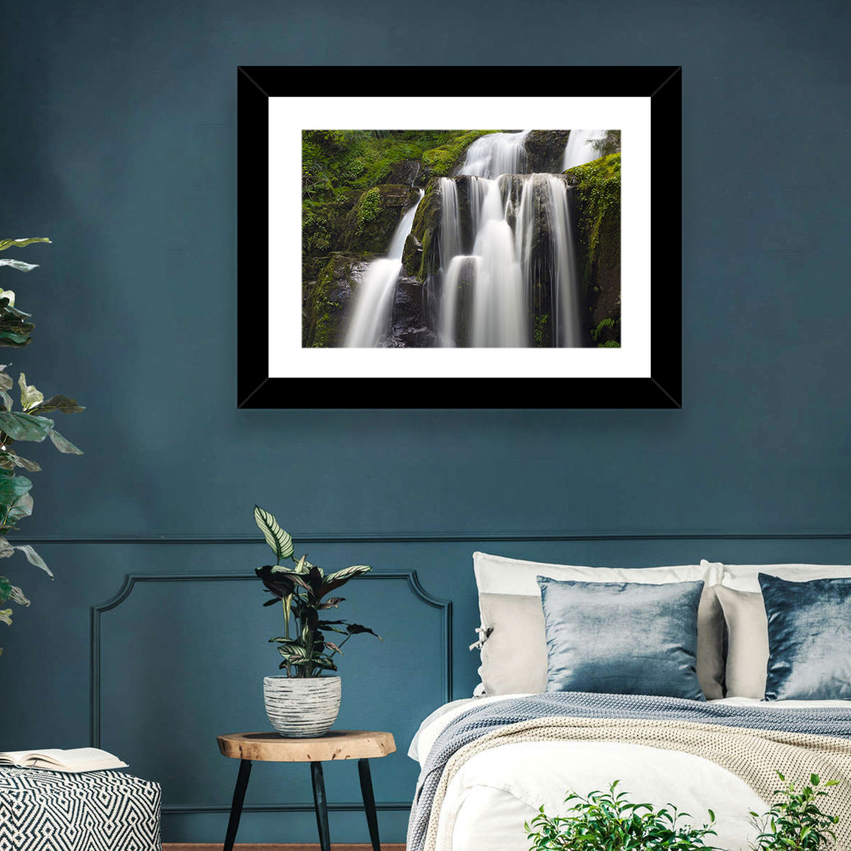 Mossy Kentucky Waterfall Wall Art in a room, landscape