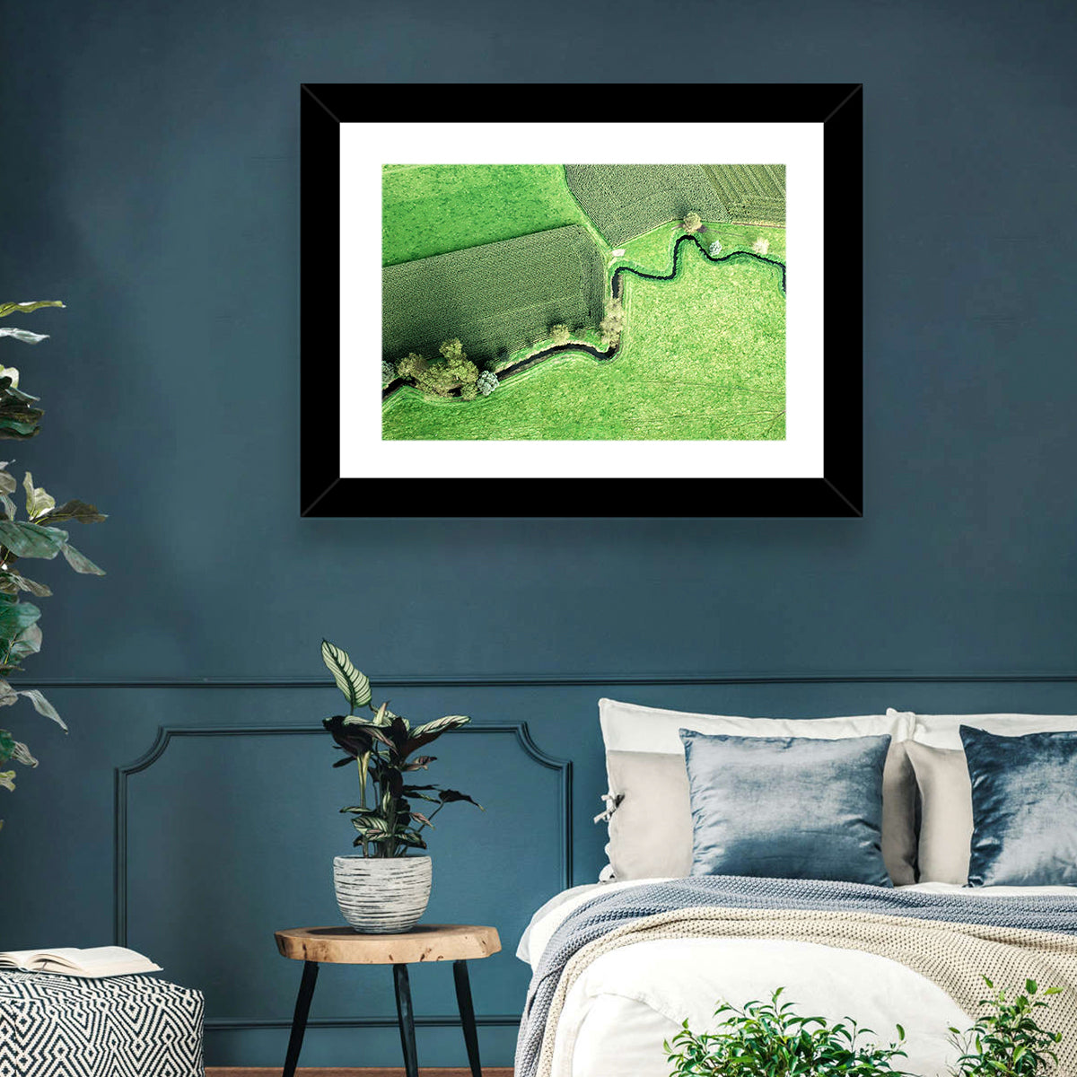 Meandering Stream Over Farmland Wall Art