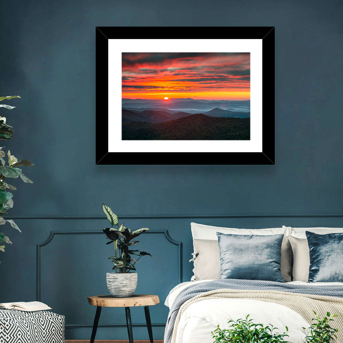 Blue Ridge Sunrise Over Misty Ridges Wall Art