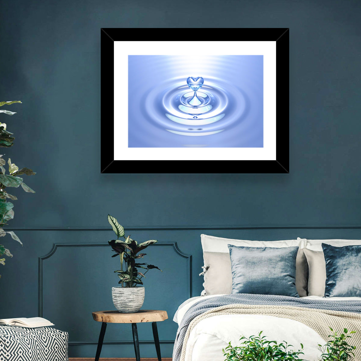 Heart-shaped Water Droplet Wall Art in a room, landscape