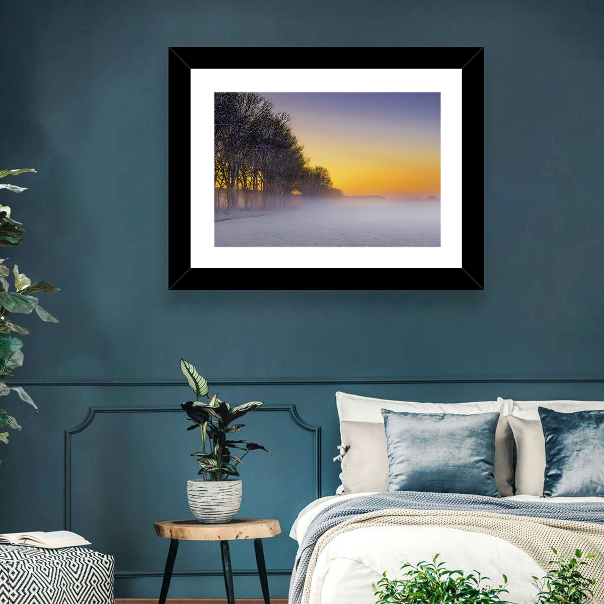 Winter Fog at Sunset Wall Art