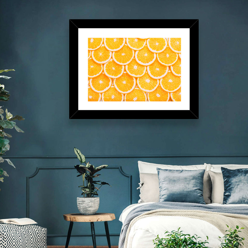 Orange Slice Grid Pattern Wall Art