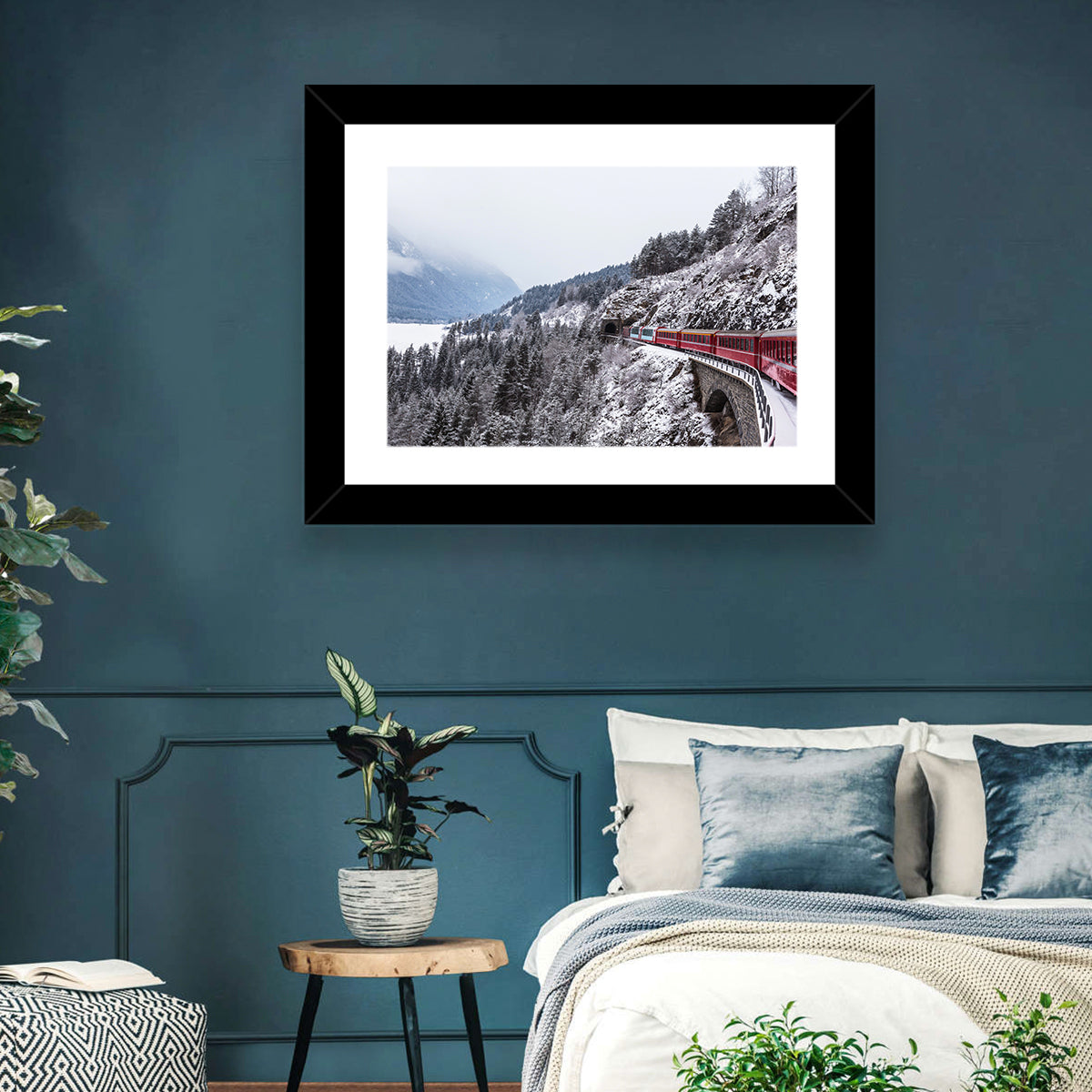 Red Train at Landwasser Viaduct Wall Art