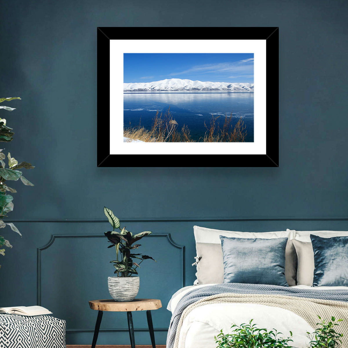 Winter at Lake Sevan Wall Art in a room, landscape