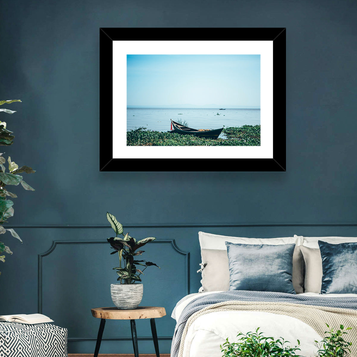Red Ribbon Boat on Lake Victoria Wall Art in a room, landscape
