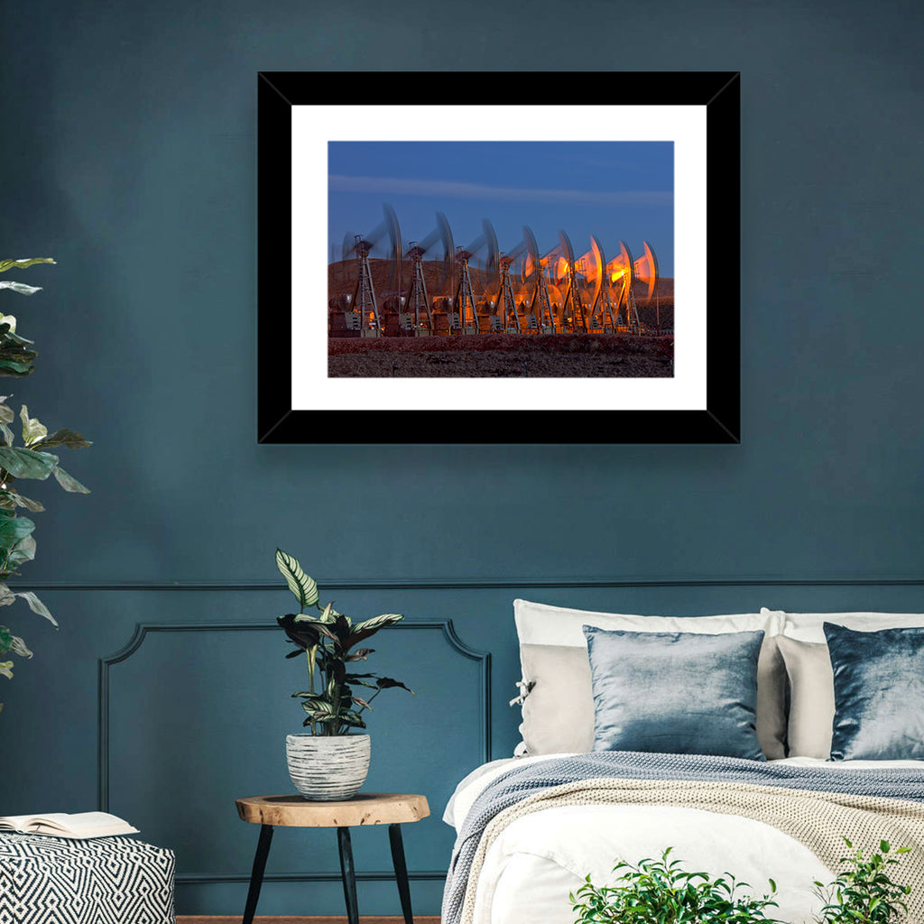 Oil Pump Jacks at Dusk Wall Art