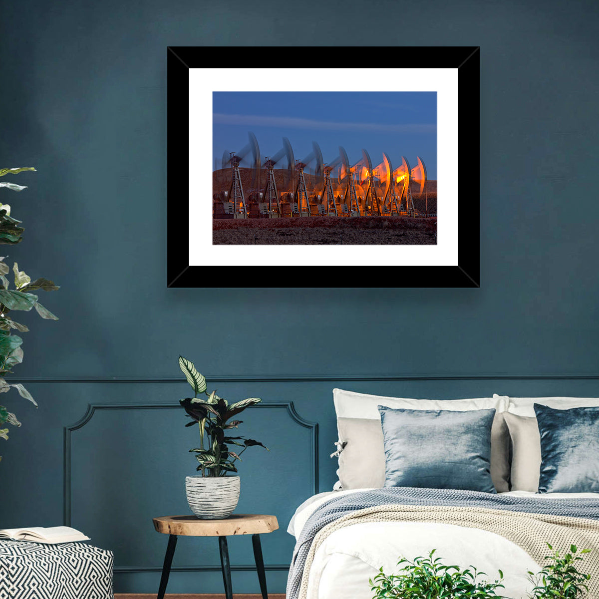 Oil Pump Jacks at Dusk Wall Art in a room, landscape